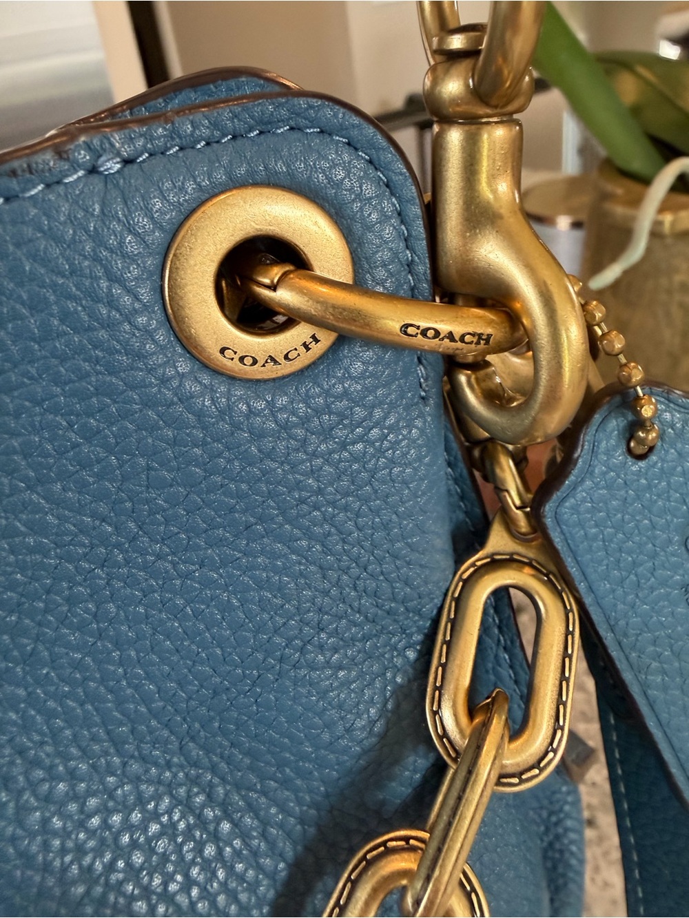 Coach Tabby Hobo Bag - Lake Blue Polished Pebbled Leather (Style 78207) EUC - Picture 8 of 14